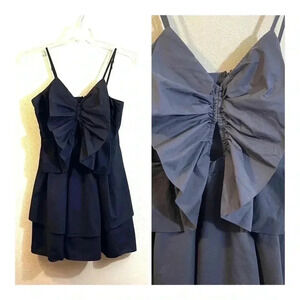 Reveuse Juniors Size L Black Sundress  Dress Layered Front Keyhole Zipper Party